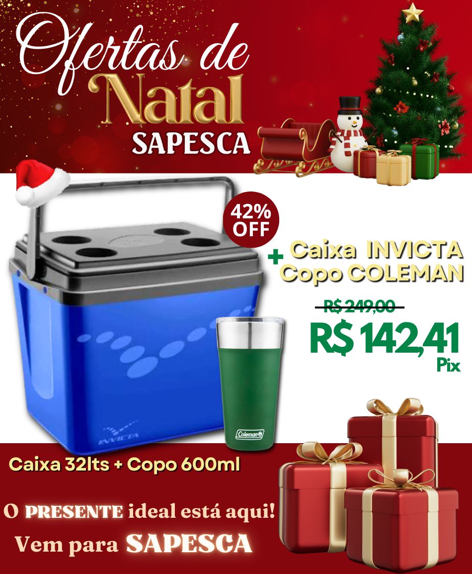 Caixa térmica invicta 32 litros + copo térmico coleman com tampa 600 ml